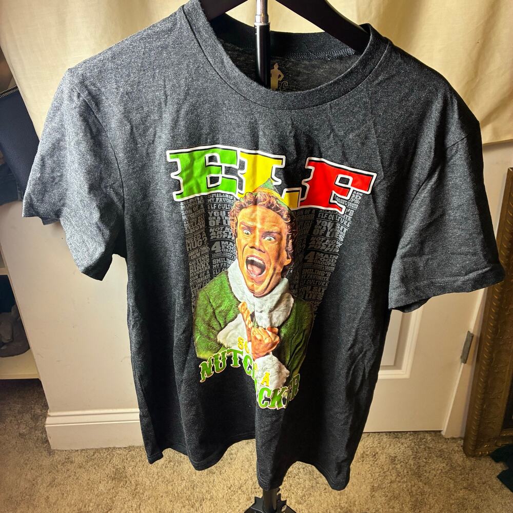 Elf Son of a Nutcracker Buddy Christmas Graphic T Shirt Men's Medium Movie